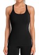Women's Ribbed Workout Tank Top with Built-in Bra Tight Crew Neck Track Top