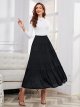 Women's Chiffon Elastic High Waist Pleated A-Line Flared Maxi Skirts