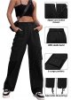Women High Waisted Cargo Pants Wide Leg Casual Pants 6 Pockets Combat Military Trousers