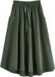 Women's Casual High Waist Pleated A-Line Midi Skirt with Pocket