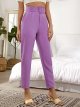 Women's High Waist Suit Pants Belted Crop Pencil Pants with Pockets