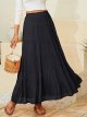 Women's Chiffon Elastic High Waist Pleated A-Line Flared Maxi Skirts