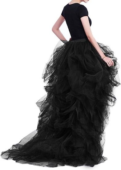 Women's Long High Low Ruffles Party Tulle Skirt